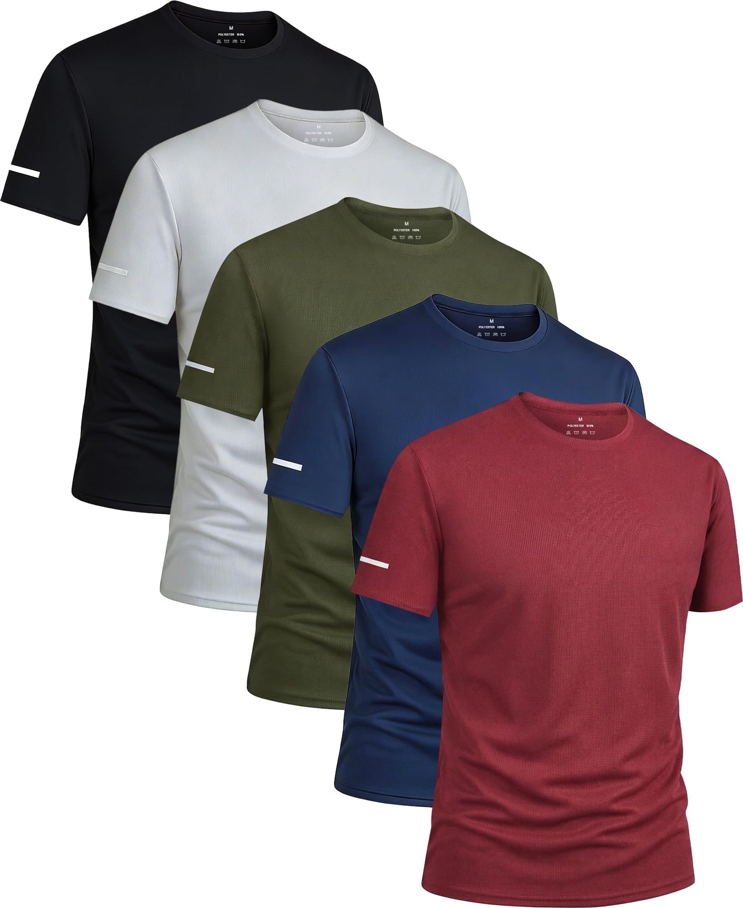 5 Pack Workout Shirts for Men Dry Fit Gym Shirts Short Sleeve Athletic Moisture Wicking T-Shirt