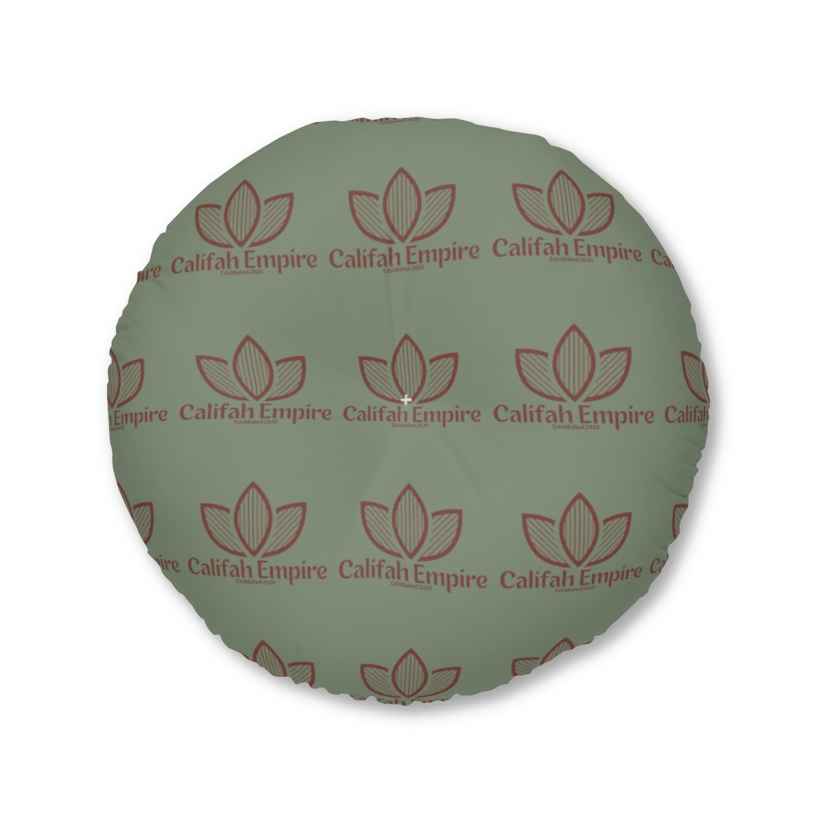 Califah Empire Tufted Round Floor Pillow — Celestial Green Accent Cushion