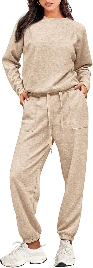 PRETTYGARDEN Women's 2 Piece Tracksuit Outfits Casual Long Sleeve Top High Waisted Sweatpants Lounge Jogger Set