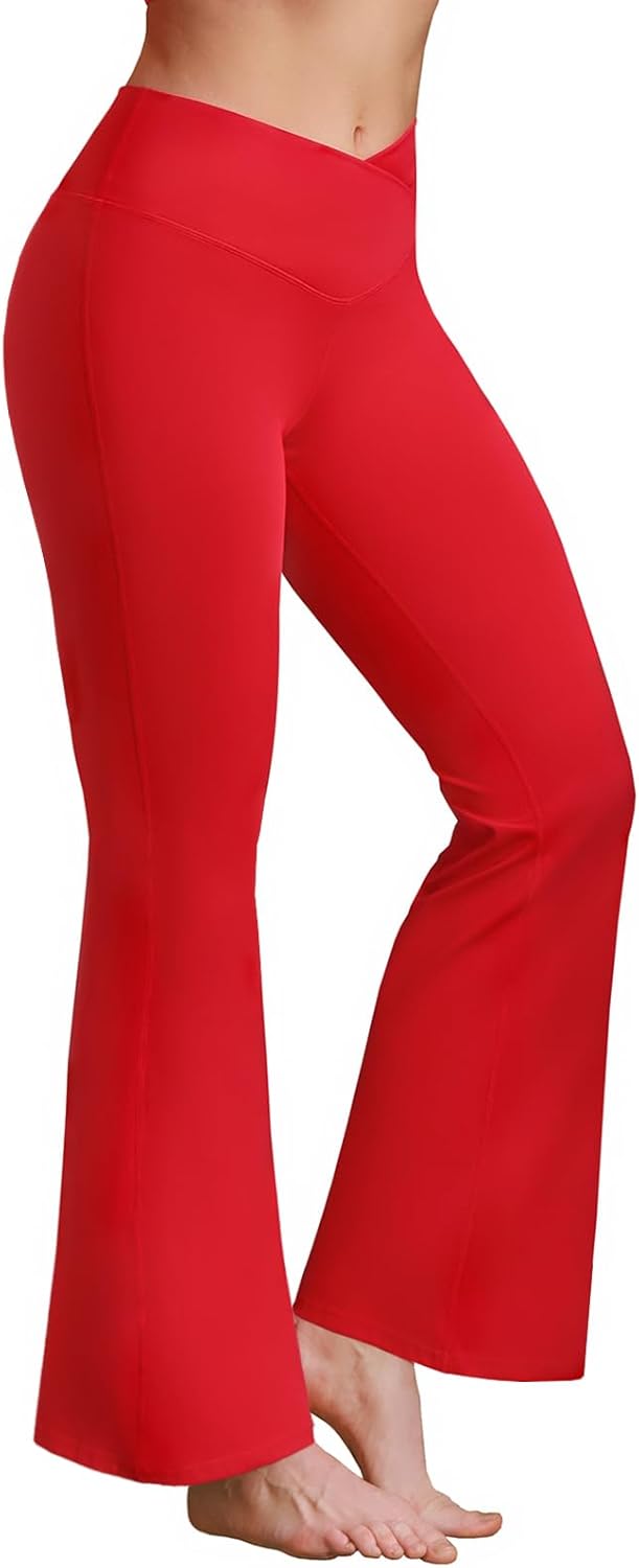 BRXL Flare Leggings for Women V Cross Over High Waisted Wide Leg Yoga Pants Bell Bottom Gym Workout Pants Tummy Control
