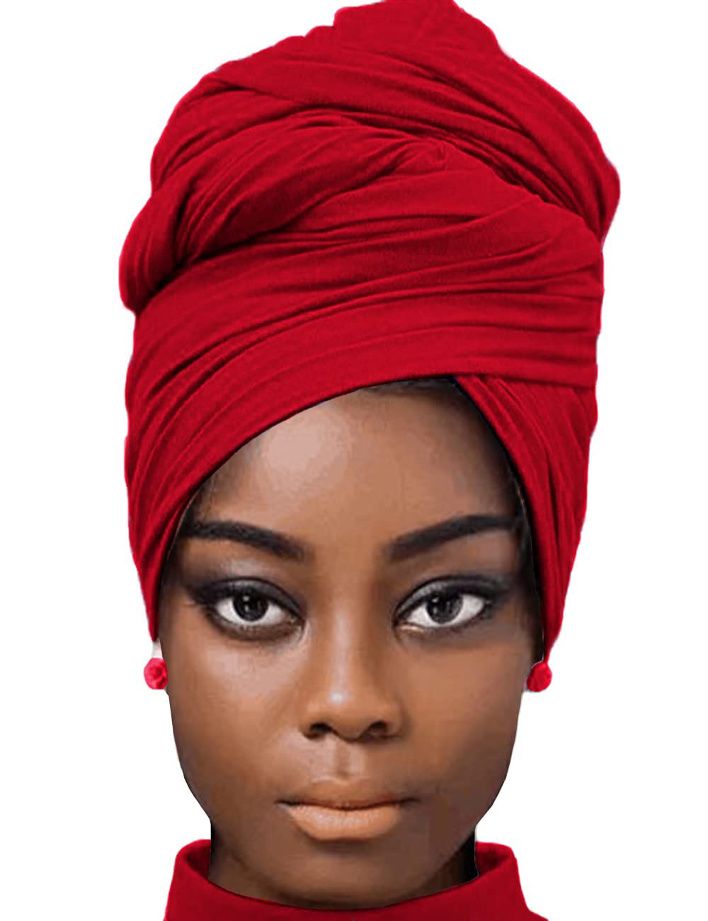 African Scarfs for Women Head Wraps Stretch Turbans Jersey Bun Styles Headbands for High Ponytails