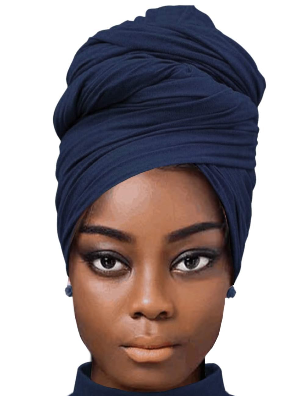African Scarfs for Women Head Wraps Stretch Turbans Jersey Bun Styles Headbands for High Ponytails