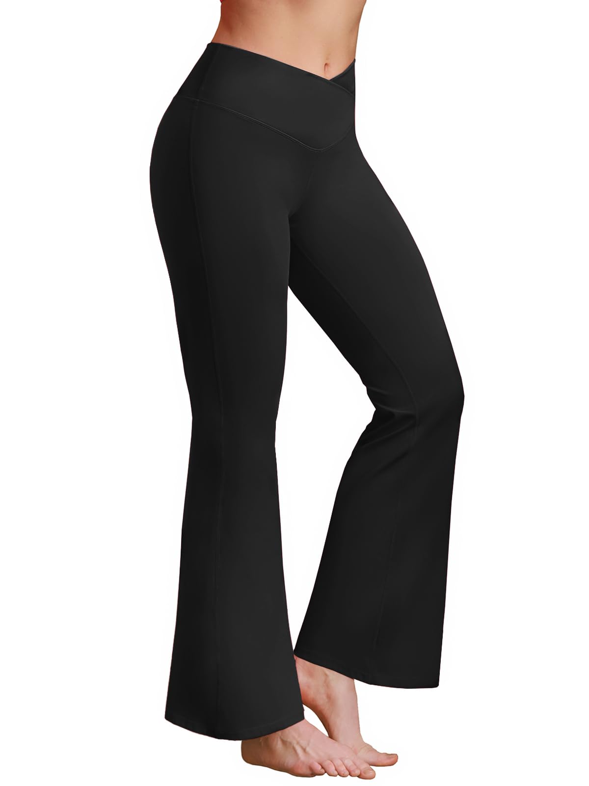 BRXL Flare Leggings for Women V Cross Over High Waisted Wide Leg Yoga Pants Bell Bottom Gym Workout Pants Tummy Control