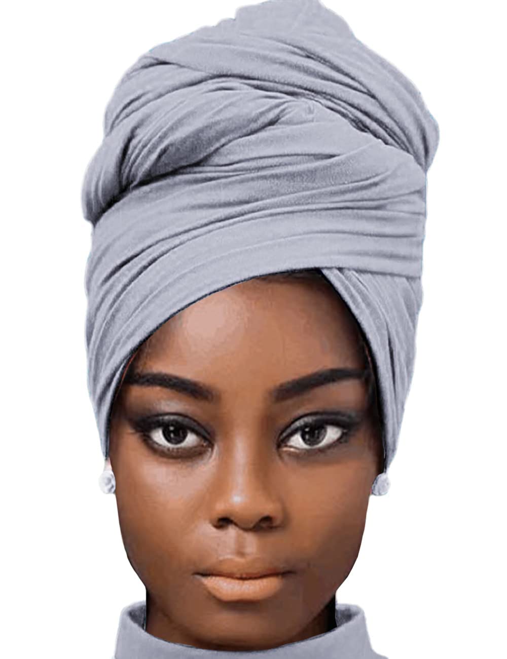 African Scarfs for Women Head Wraps Stretch Turbans Jersey Bun Styles Headbands for High Ponytails