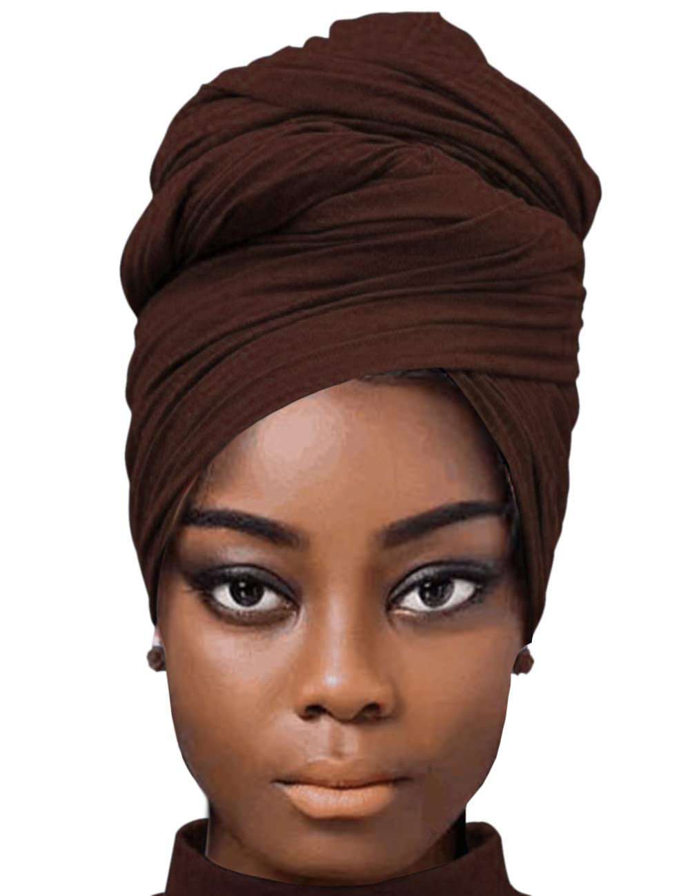 African Scarfs for Women Head Wraps Stretch Turbans Jersey Bun Styles Headbands for High Ponytails