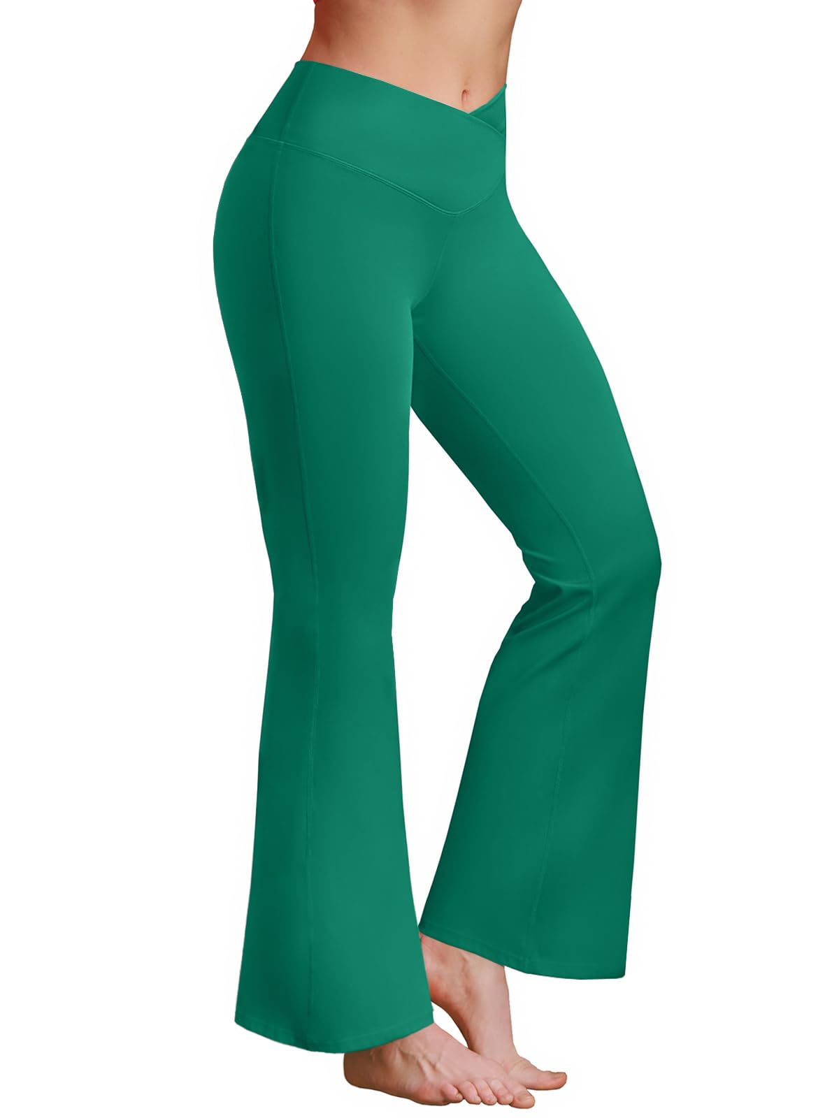 BRXL Flare Leggings for Women V Cross Over High Waisted Wide Leg Yoga Pants Bell Bottom Gym Workout Pants Tummy Control
