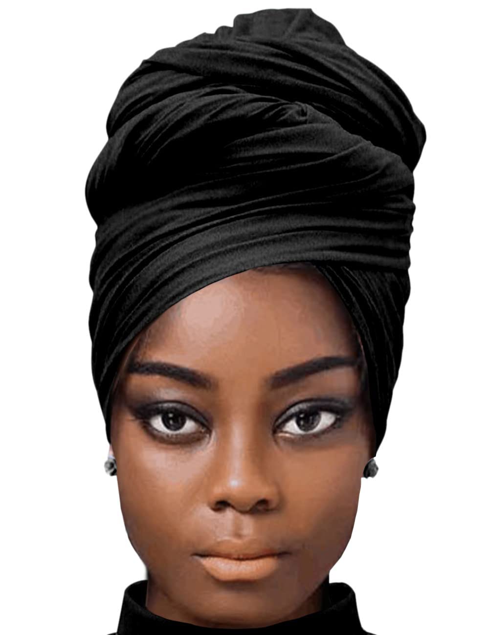African Scarfs for Women Head Wraps Stretch Turbans Jersey Bun Styles Headbands for High Ponytails