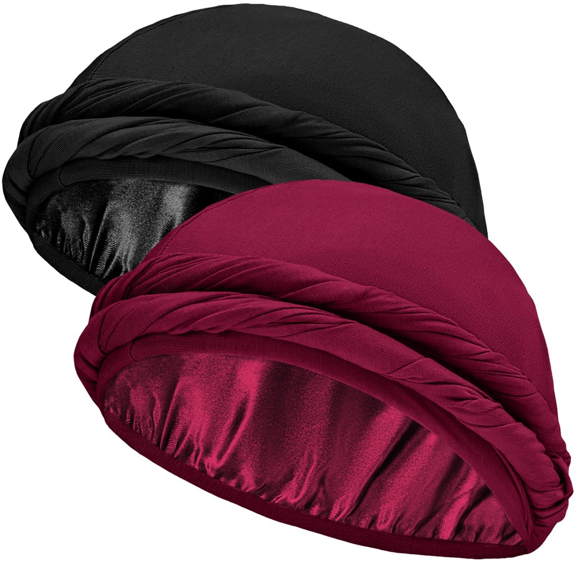 Ababalaya Upgraded Satin Lined Halo Turban Durag for Men &Women Sleeping Bonnet PRE-Tied Headwraps for Hair Loss