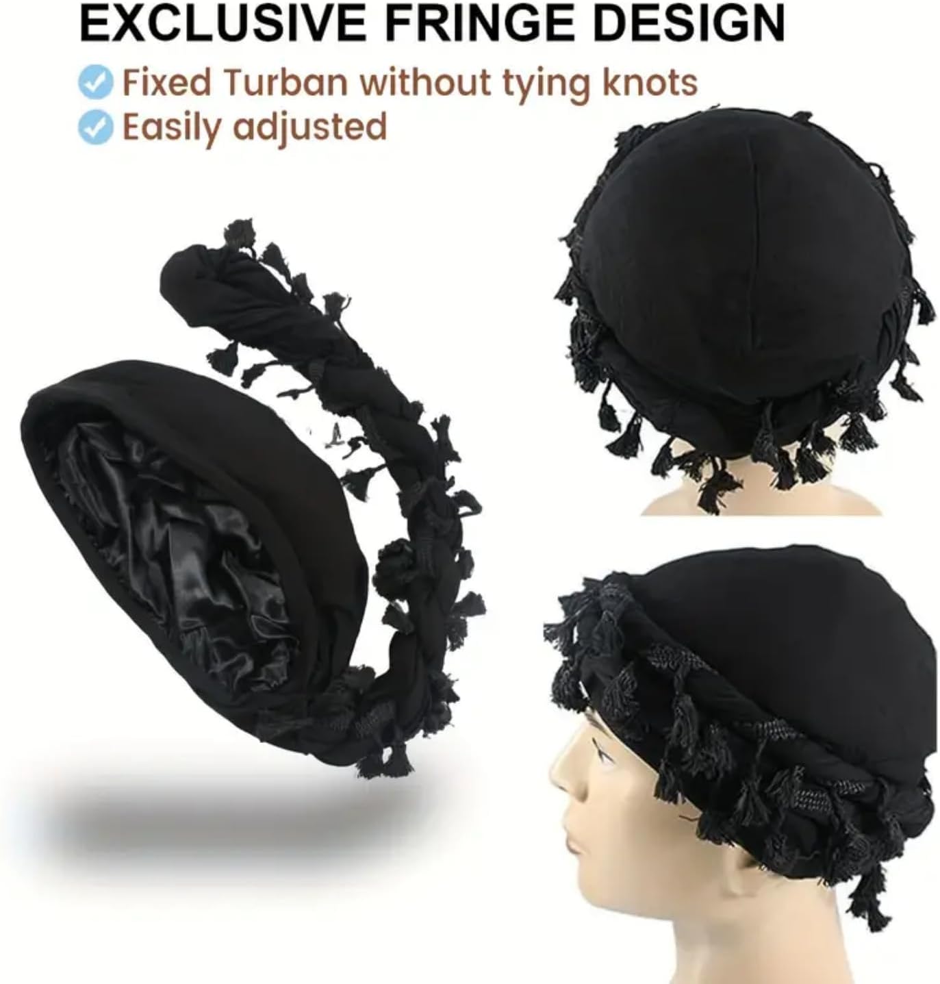Gturytr Turban for Men Vintage Twist Head Wraps Durag Satin Lined Halo Turban for Women Modal and Satin Scarf Tie