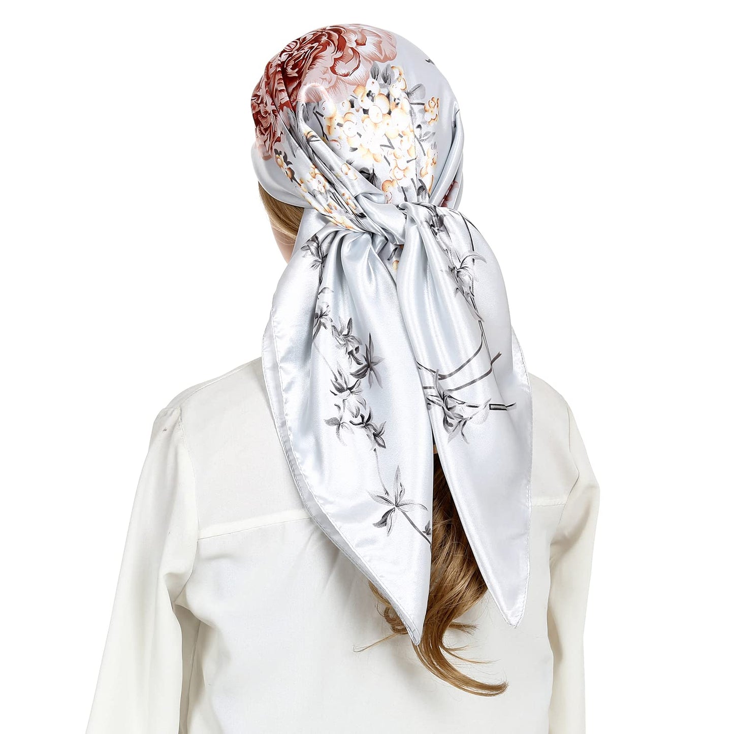 RIIQIICHY Head Scarf for Women Like Silk Satin Scarf for Hair Wrapping at Night Bandana Square Scarf for Sleeping 35 Inch