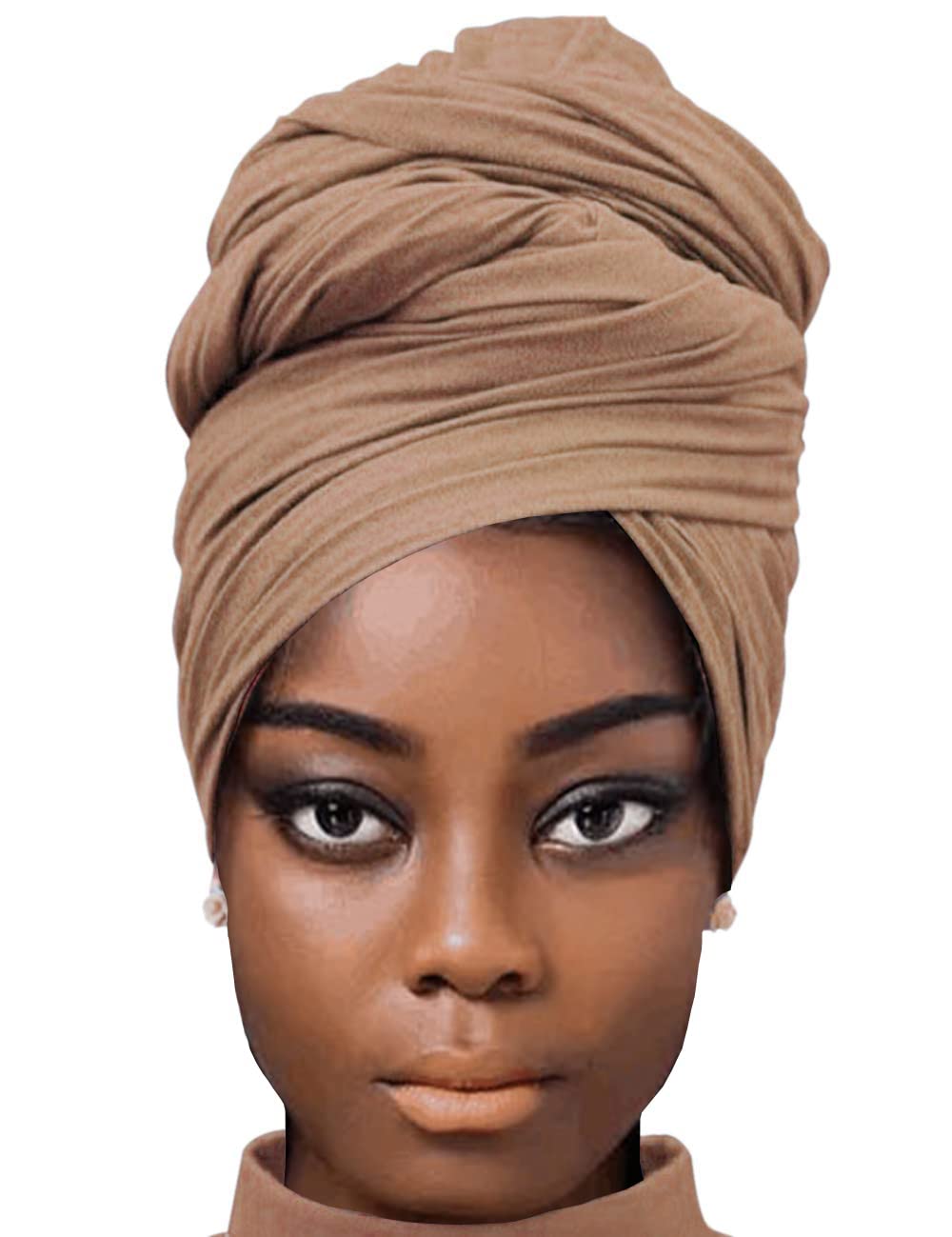 African Scarfs for Women Head Wraps Stretch Turbans Jersey Bun Styles Headbands for High Ponytails