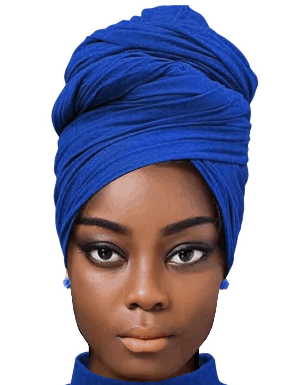 African Scarfs for Women Head Wraps Stretch Turbans Jersey Bun Styles Headbands for High Ponytails