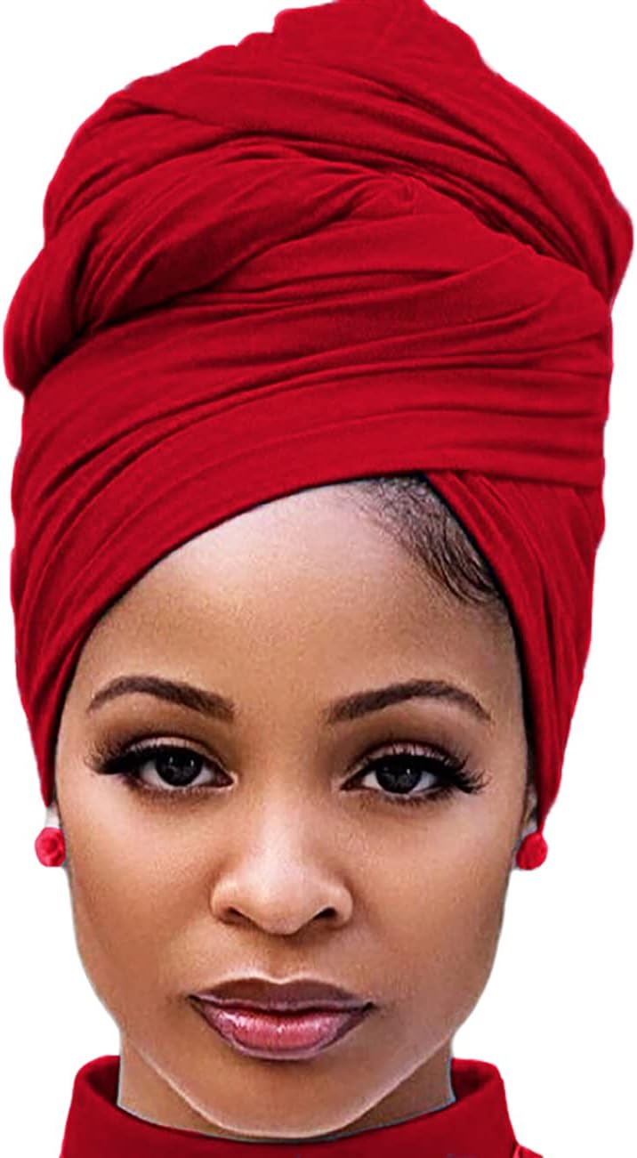 Harewom Head Wraps for Black Women Stretch Head Scarf Long African Hair Wraps Turban Headwraps Jersey Headbands