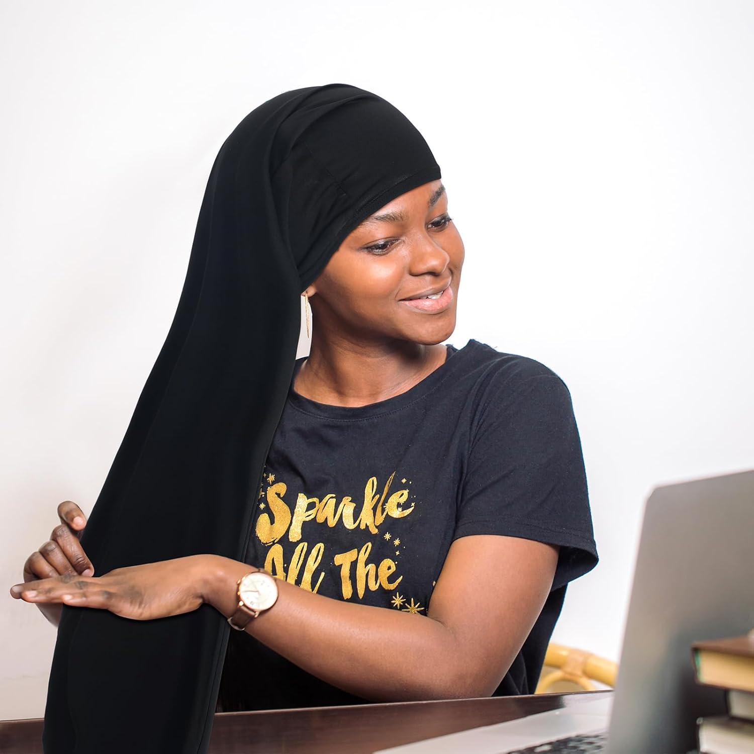 2 Pcs Jumbo Dreadlock Cap Hair Dreads Head Wrap Loc Wraps for Dreads Hair Accessories for Men Women Sleeping(Black,Black,37 Inches)