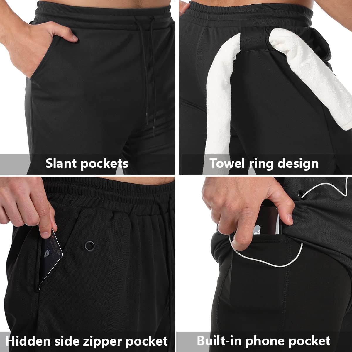 JWJ Men's 2 in 1 Workout Running Shorts 7 Inch Lightweight Athletic Gym Shorts with Compression Liner