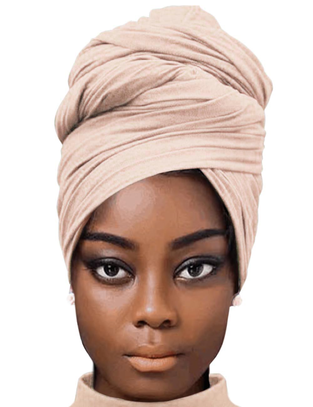 African Scarfs for Women Head Wraps Stretch Turbans Jersey Bun Styles Headbands for High Ponytails