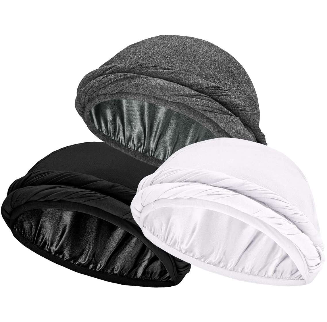 Ababalaya Upgraded Satin Lined Halo Turban Durag for Men &Women Sleeping Bonnet PRE-Tied Headwraps for Hair Loss