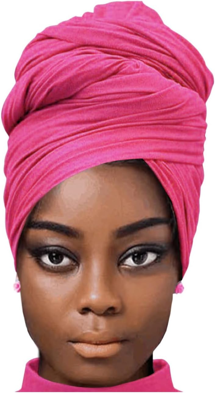 African Scarfs for Women Head Wraps Stretch Turbans Jersey Bun Styles Headbands for High Ponytails