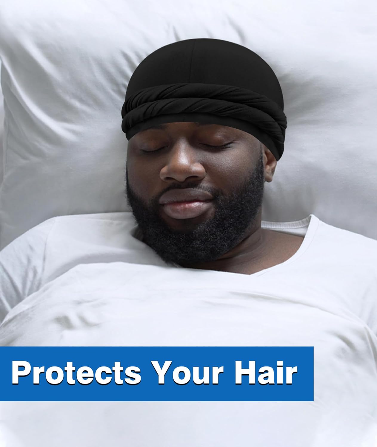 Ababalaya Upgraded Satin Lined Halo Turban Durag for Men &Women Sleeping Bonnet PRE-Tied Headwraps for Hair Loss