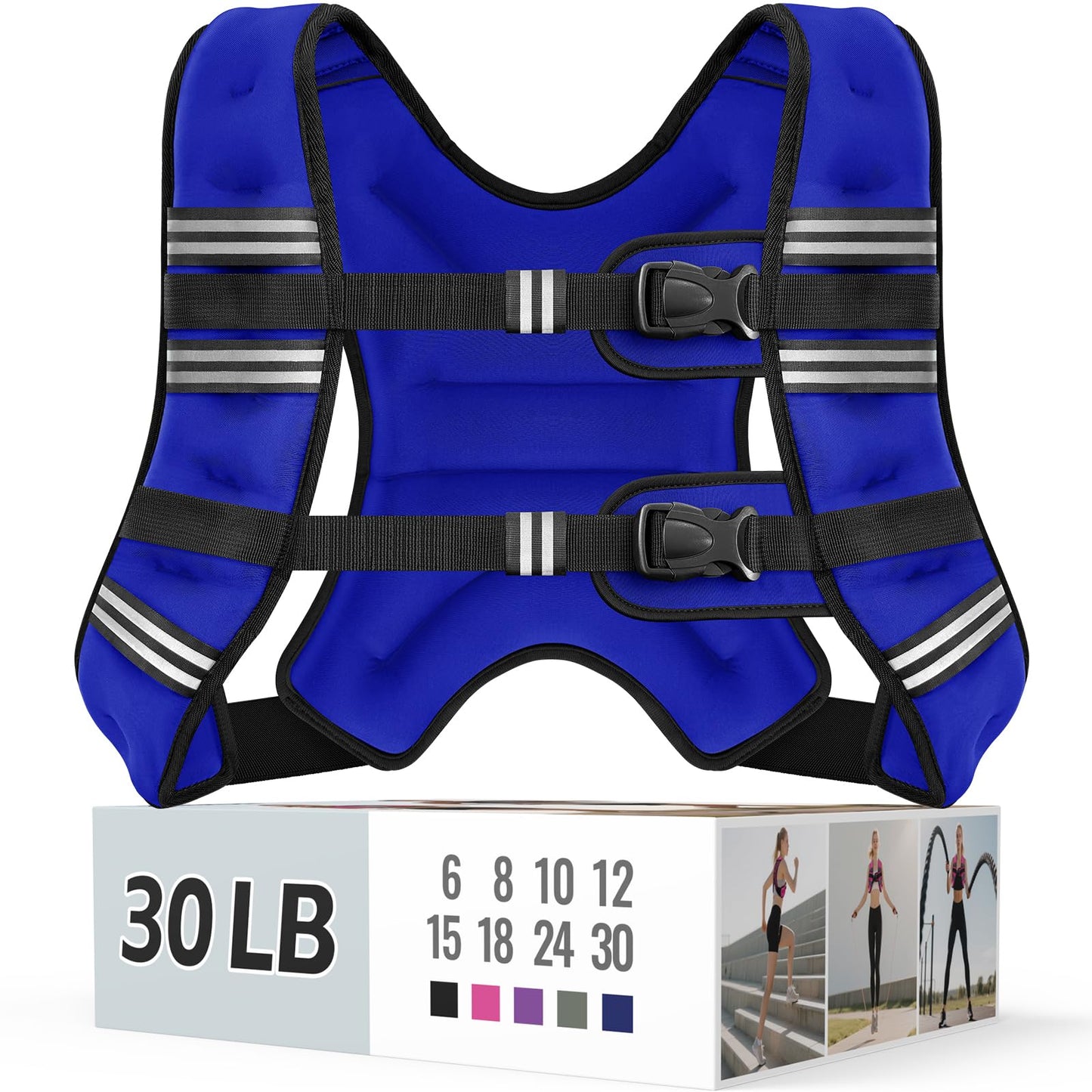 Zeerun Weighted Vest for Women & Men with Reflective Stripe and Adjustable Buckle, Comfortable & Durable Rucking Vest for Walking, Running & Strength Training