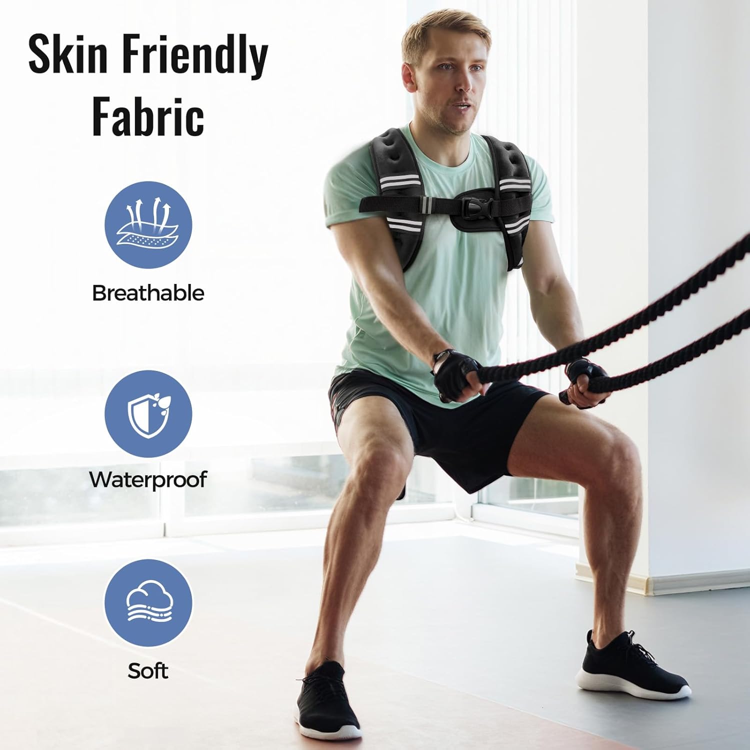Zeerun Weighted Vest for Women & Men with Reflective Stripe and Adjustable Buckle, Comfortable & Durable Rucking Vest for Walking, Running & Strength Training