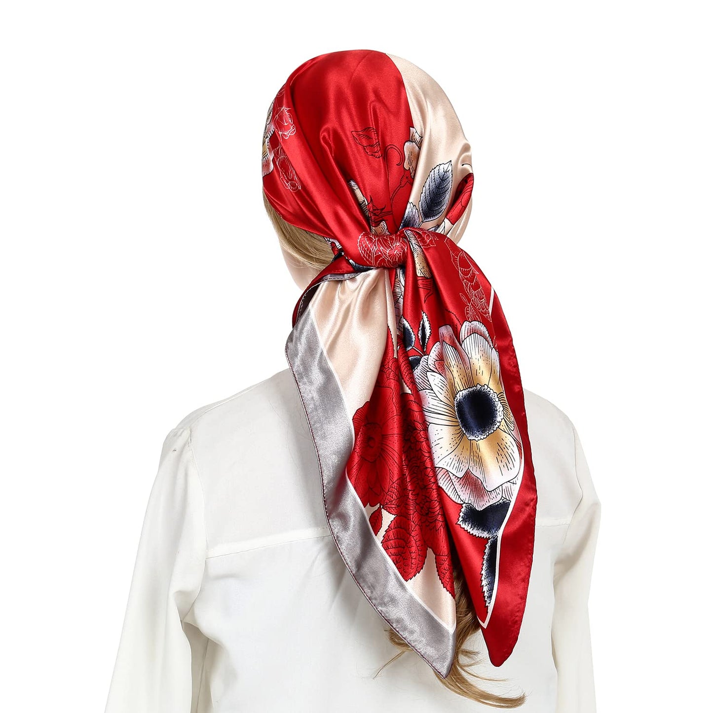 RIIQIICHY Head Scarf for Women Like Silk Satin Scarf for Hair Wrapping at Night Bandana Square Scarf for Sleeping 35 Inch