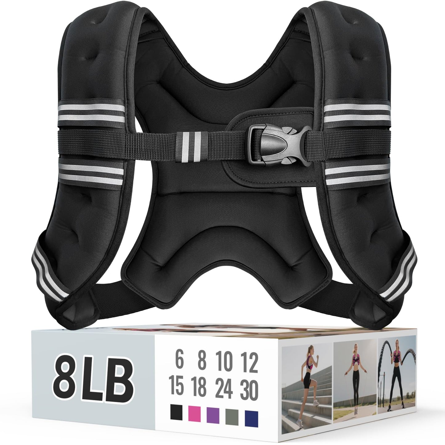 Zeerun Weighted Vest for Women & Men with Reflective Stripe and Adjustable Buckle, Comfortable & Durable Rucking Vest for Walking, Running & Strength Training
