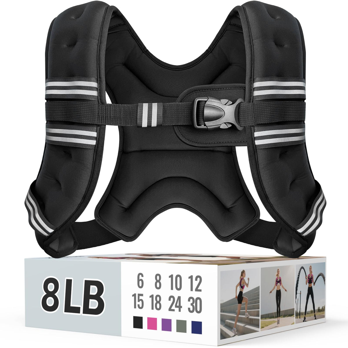Zeerun Weighted Vest for Women & Men with Reflective Stripe and Adjustable Buckle, Comfortable & Durable Rucking Vest for Walking, Running & Strength Training