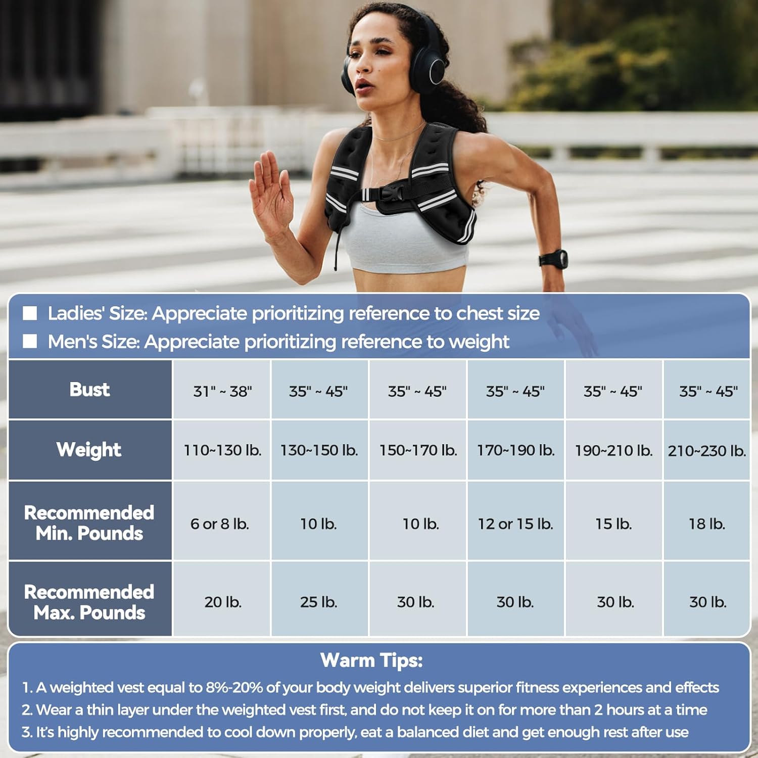 Zeerun Weighted Vest for Women & Men with Reflective Stripe and Adjustable Buckle, Comfortable & Durable Rucking Vest for Walking, Running & Strength Training