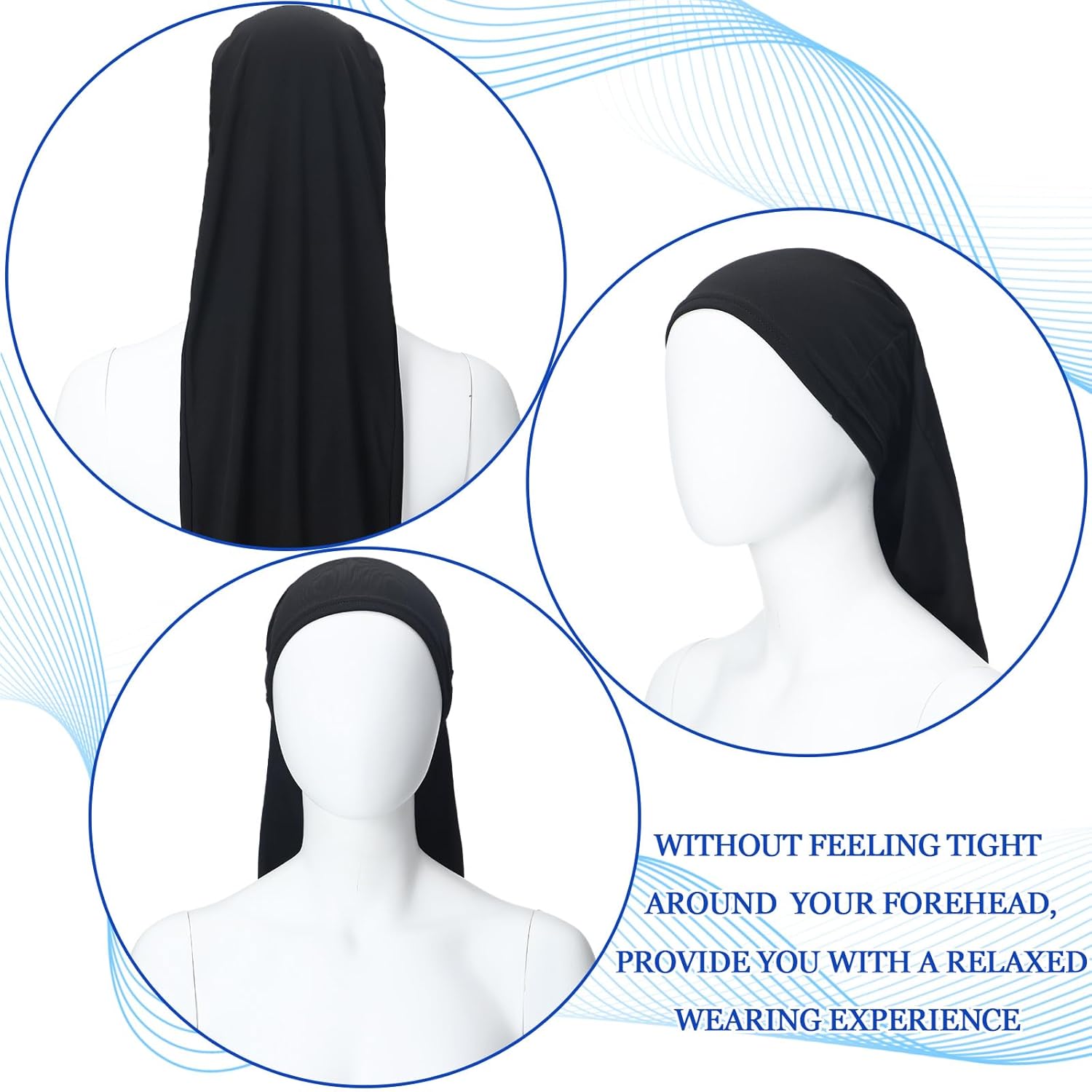 2 Pcs Jumbo Dreadlock Cap Hair Dreads Head Wrap Loc Wraps for Dreads Hair Accessories for Men Women Sleeping(Black,Black,37 Inches)