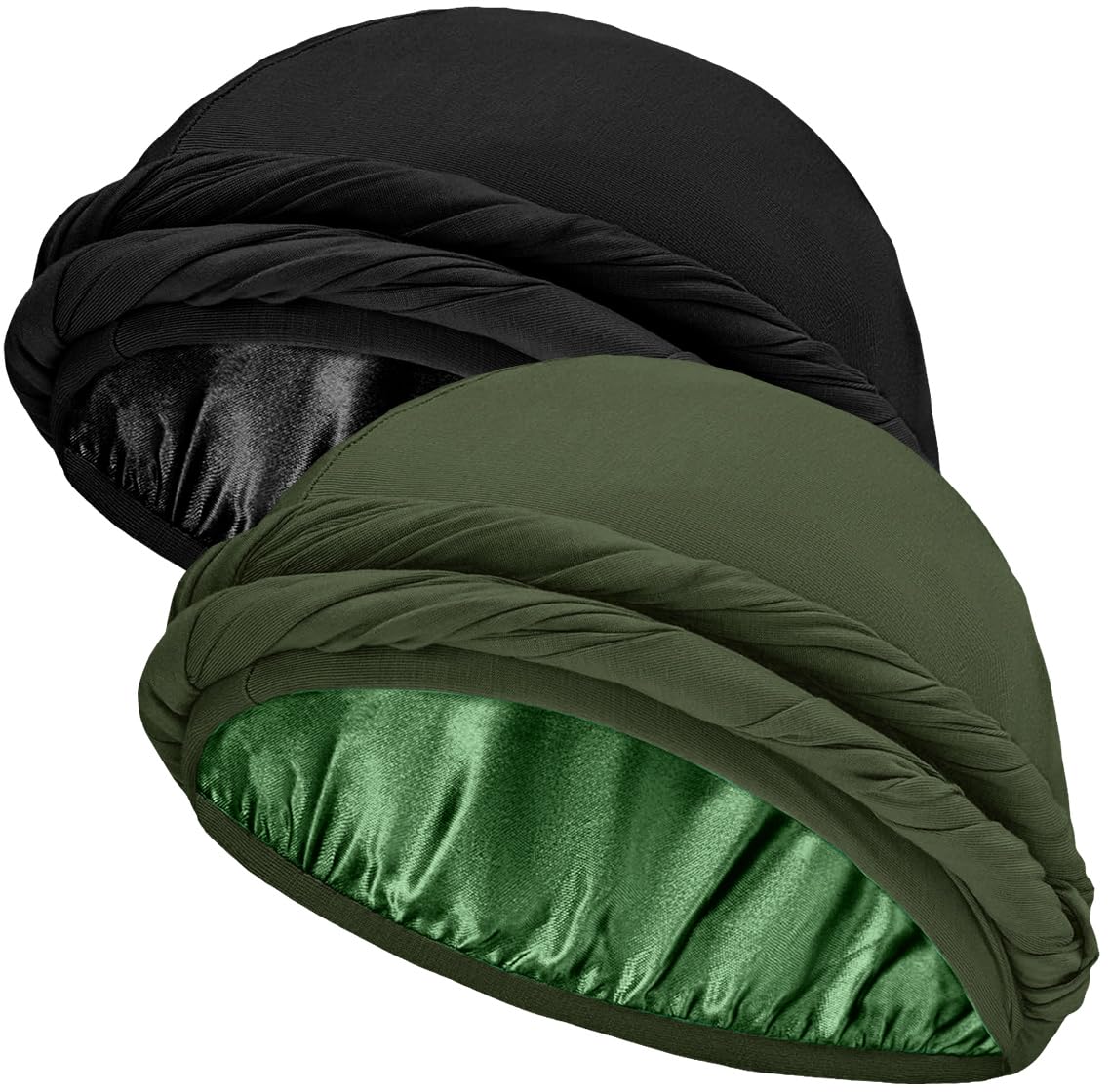 Ababalaya Upgraded Satin Lined Halo Turban Durag for Men &Women Sleeping Bonnet PRE-Tied Headwraps for Hair Loss