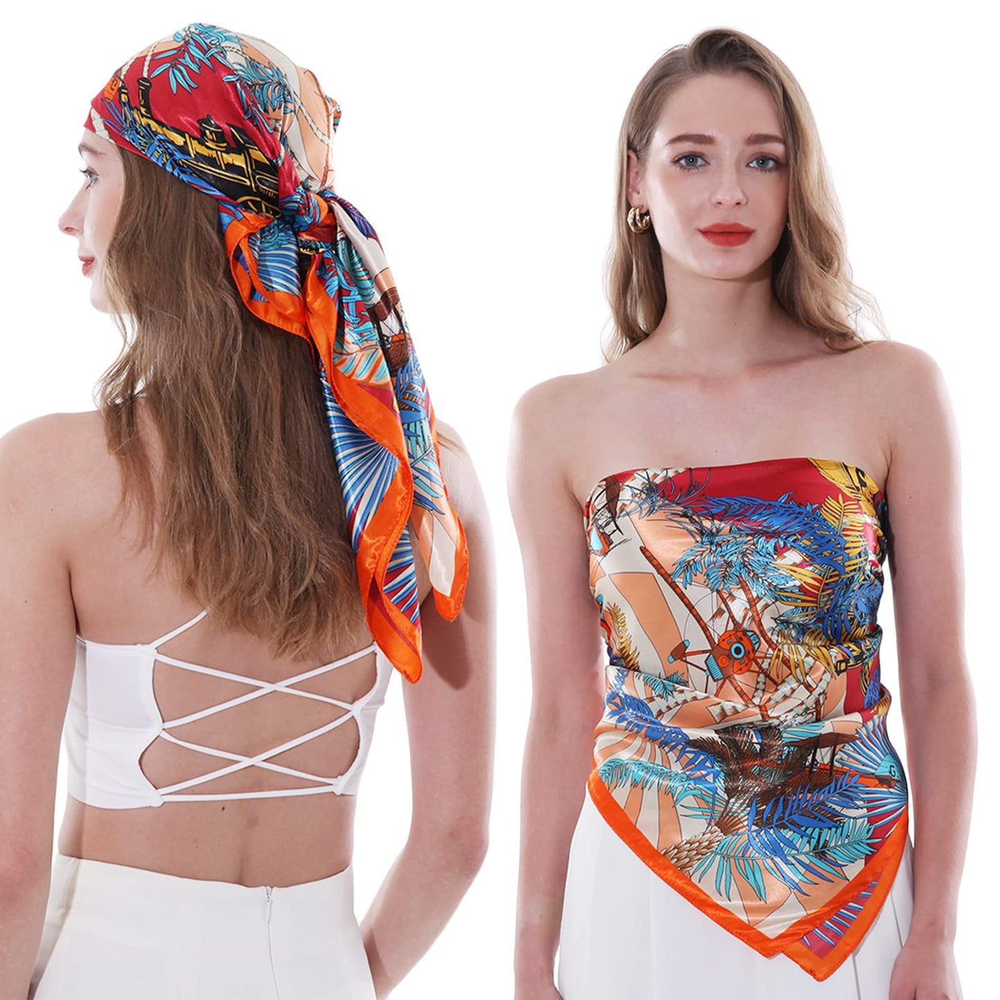 RIIQIICHY Head Scarf for Women Like Silk Satin Scarf for Hair Wrapping at Night Bandana Square Scarf for Sleeping 35 Inch