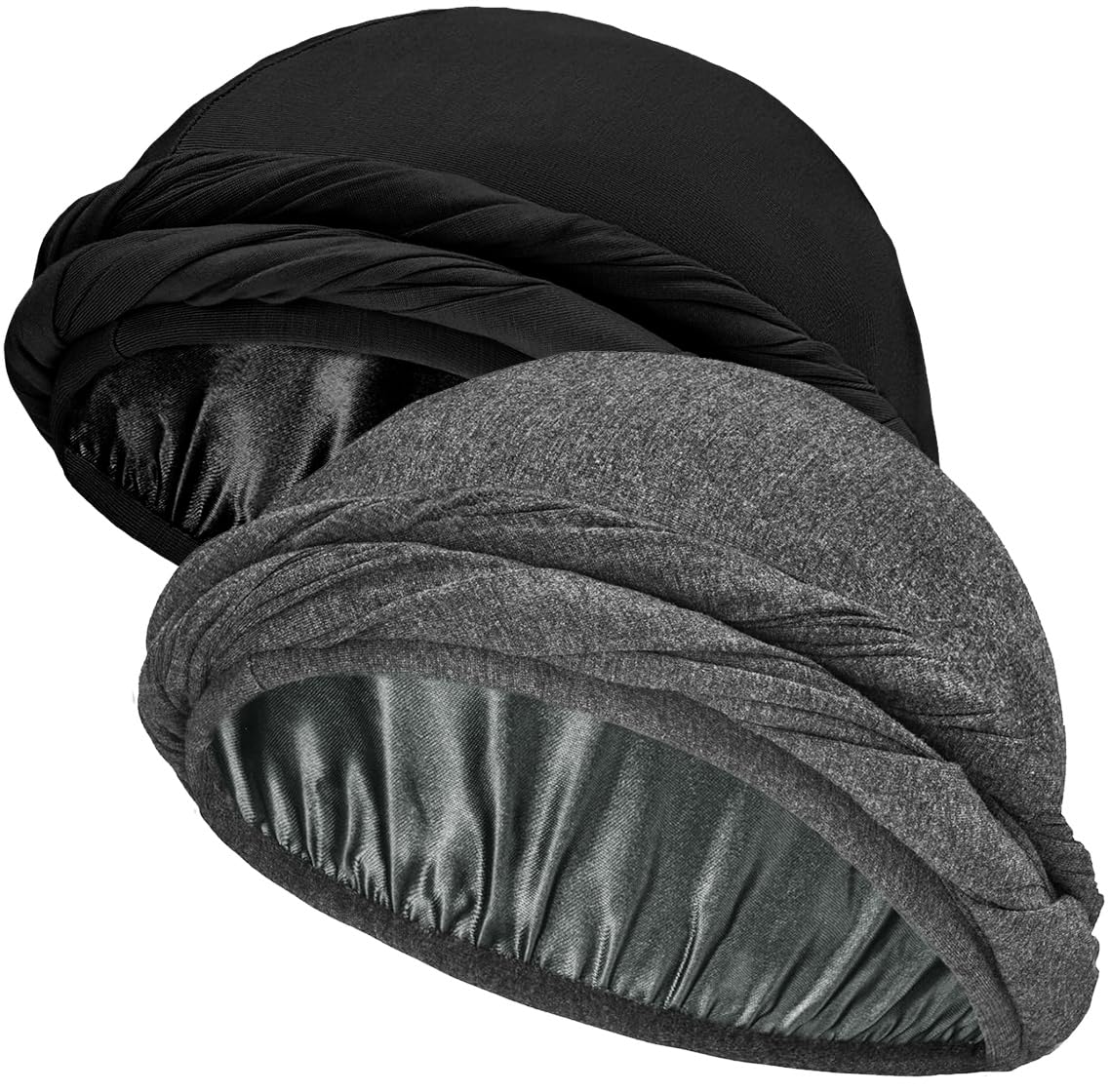 Ababalaya Upgraded Satin Lined Halo Turban Durag for Men &Women Sleeping Bonnet PRE-Tied Headwraps for Hair Loss