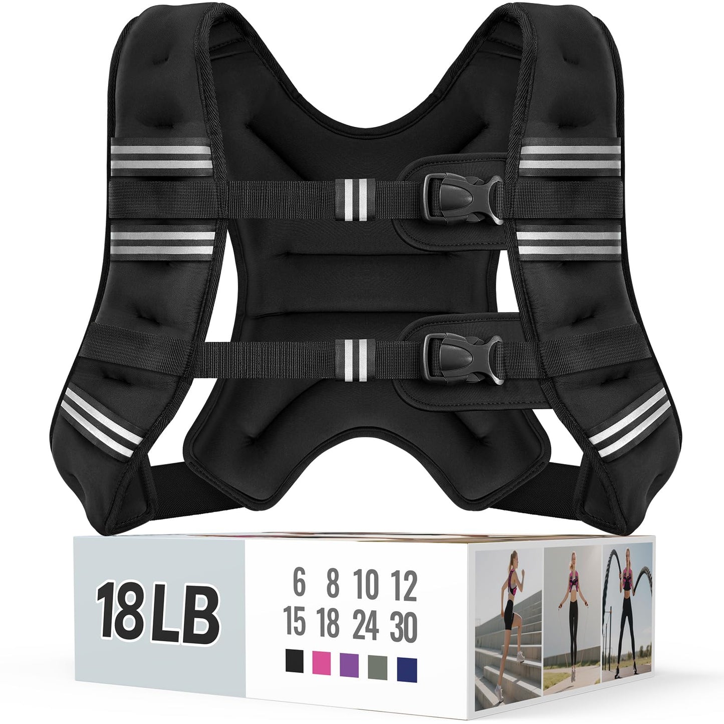Zeerun Weighted Vest for Women & Men with Reflective Stripe and Adjustable Buckle, Comfortable & Durable Rucking Vest for Walking, Running & Strength Training
