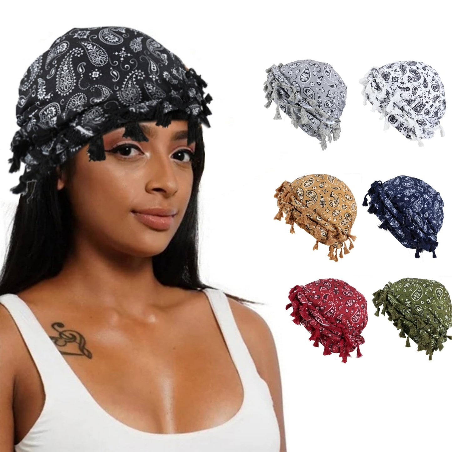 Gturytr Turban for Men Vintage Twist Head Wraps Durag Satin Lined Halo Turban for Women Modal and Satin Scarf Tie