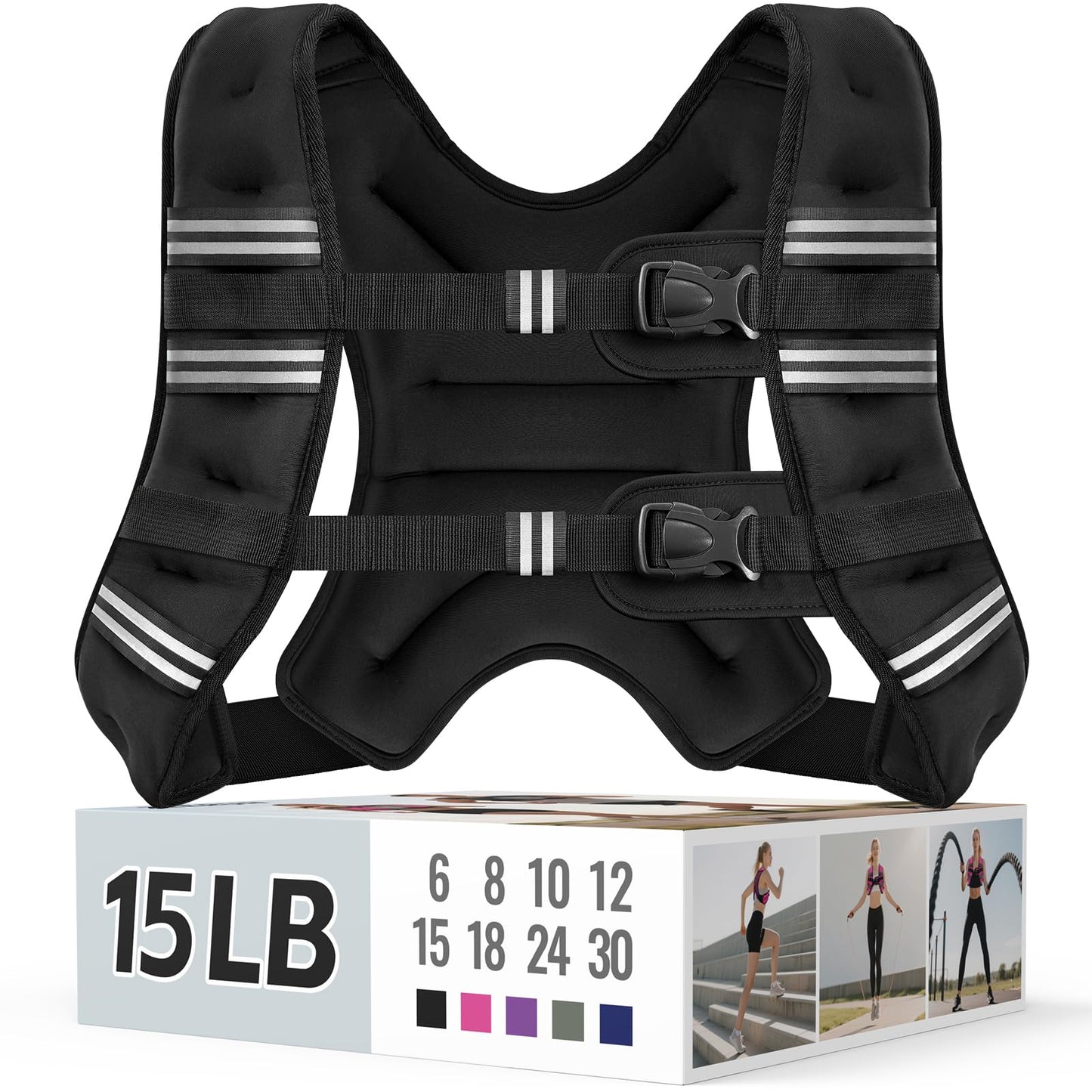 Zeerun Weighted Vest for Women & Men with Reflective Stripe and Adjustable Buckle, Comfortable & Durable Rucking Vest for Walking, Running & Strength Training