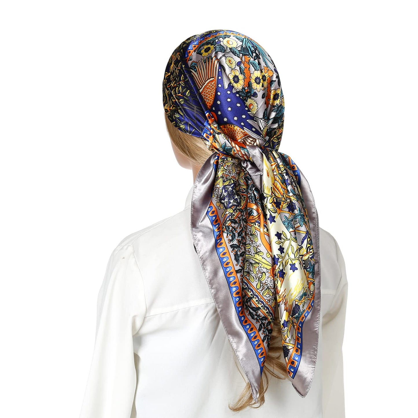 RIIQIICHY Head Scarf for Women Like Silk Satin Scarf for Hair Wrapping at Night Bandana Square Scarf for Sleeping 35 Inch