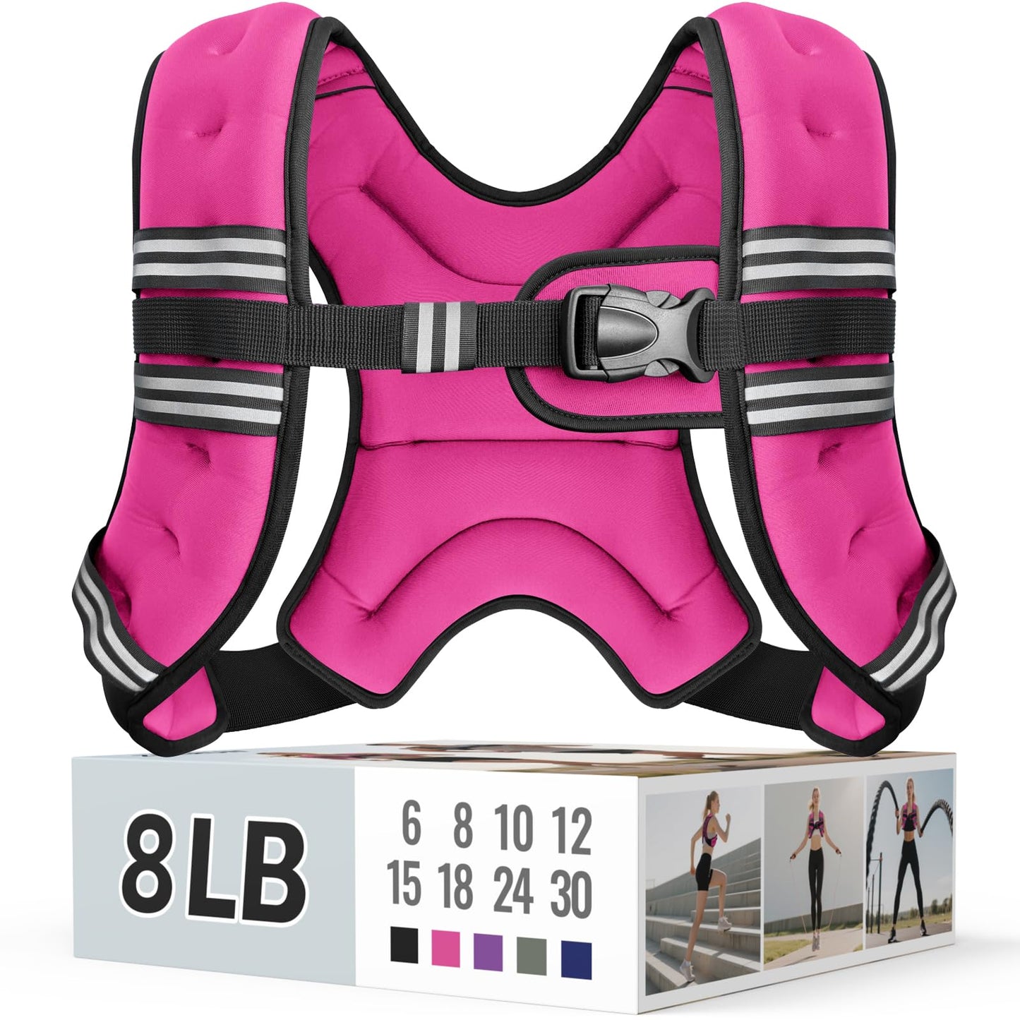 Zeerun Weighted Vest for Women & Men with Reflective Stripe and Adjustable Buckle, Comfortable & Durable Rucking Vest for Walking, Running & Strength Training