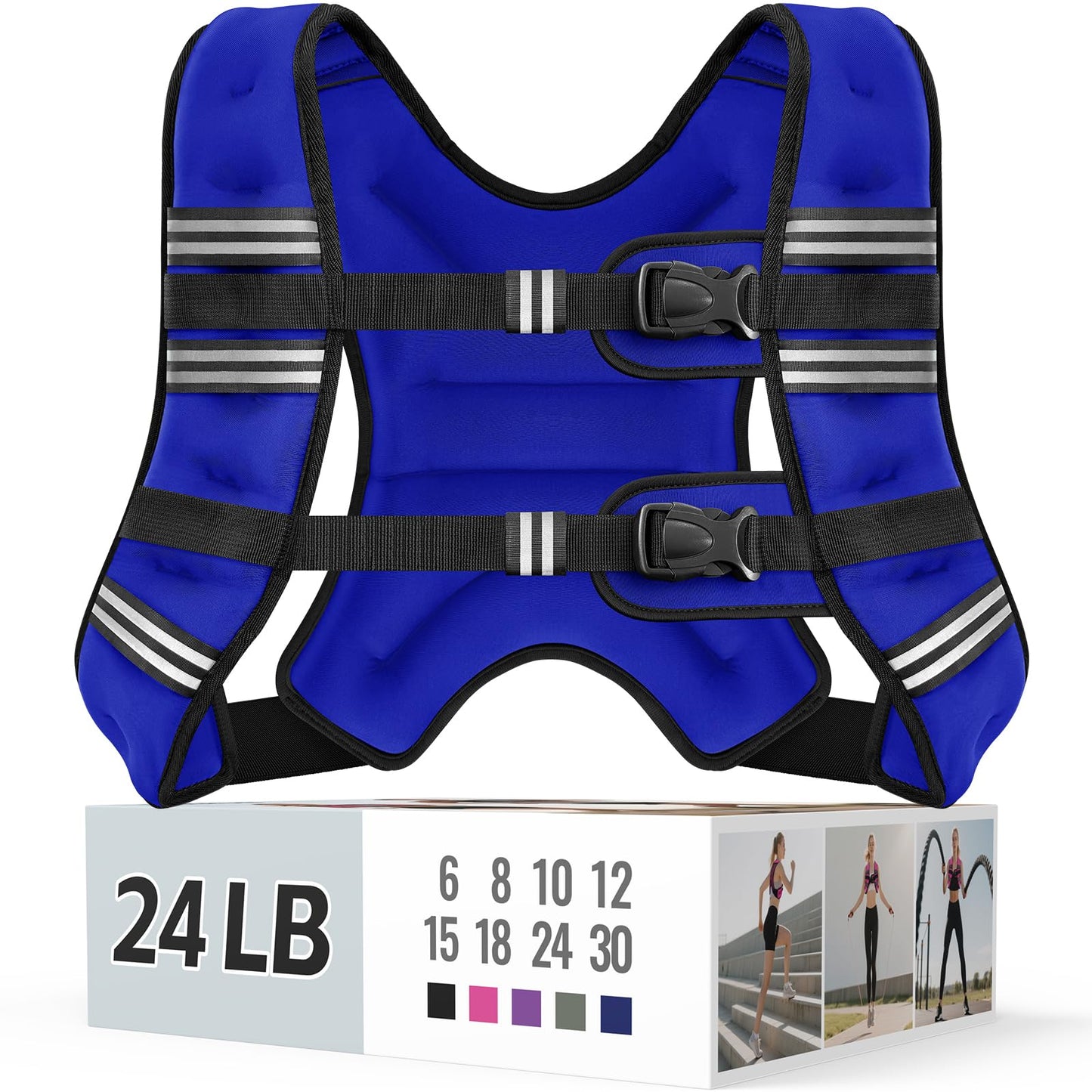 Zeerun Weighted Vest for Women & Men with Reflective Stripe and Adjustable Buckle, Comfortable & Durable Rucking Vest for Walking, Running & Strength Training