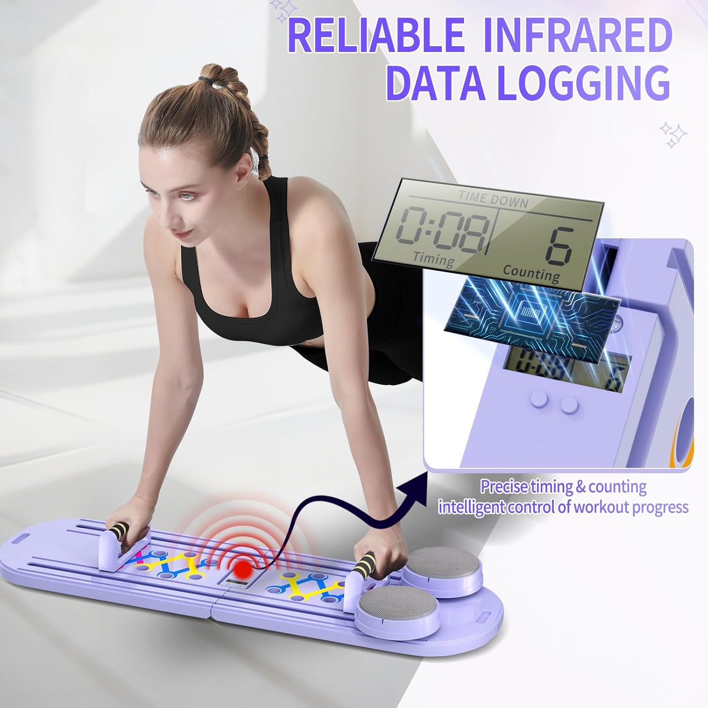 Pilates Board, Foldable Pilates Reformer Set for Home Workout with Timer, 6-in-1 Multifunctional Portable Reformer Pilates Machine at Home Pilates Equipment for Fitness,