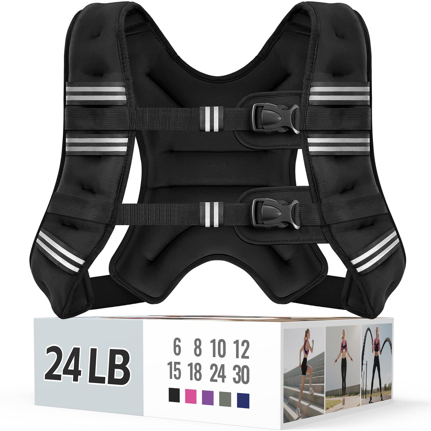 Zeerun Weighted Vest for Women & Men with Reflective Stripe and Adjustable Buckle, Comfortable & Durable Rucking Vest for Walking, Running & Strength Training
