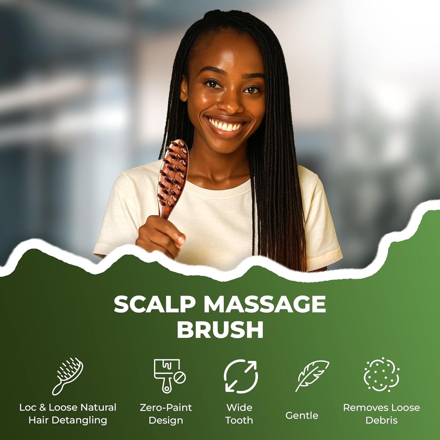 Locsanity Natural Sandalwood Locs Brush – Ergonomic Dreadlock Detangling Hairbrush with Natural Bristles for Twists & Loc Maintenance – Compact Travel Size & Durable Styling Tool for Men & Women