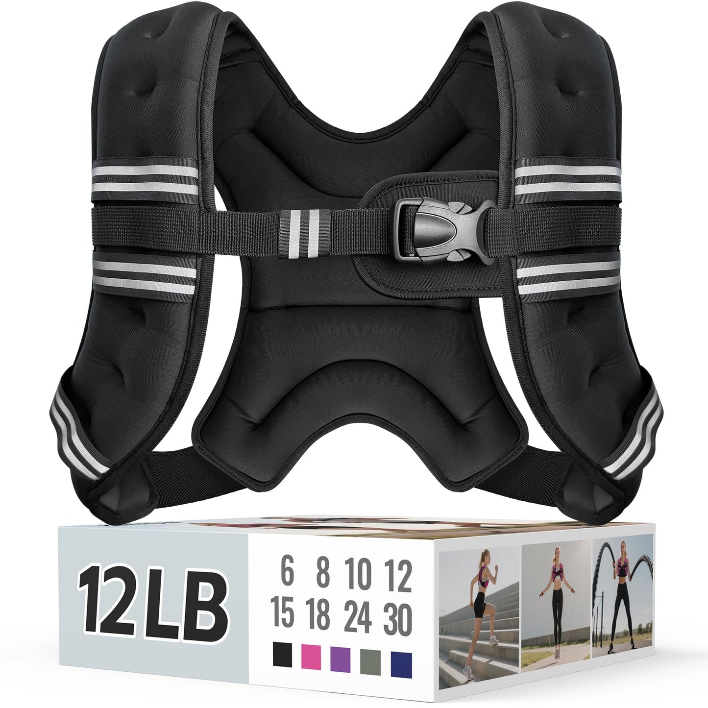 Zeerun Weighted Vest for Women & Men with Reflective Stripe and Adjustable Buckle, Comfortable & Durable Rucking Vest for Walking, Running & Strength Training