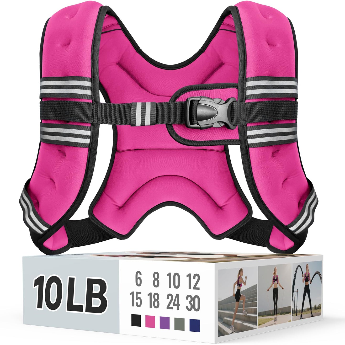 Zeerun Weighted Vest for Women & Men with Reflective Stripe and Adjustable Buckle, Comfortable & Durable Rucking Vest for Walking, Running & Strength Training