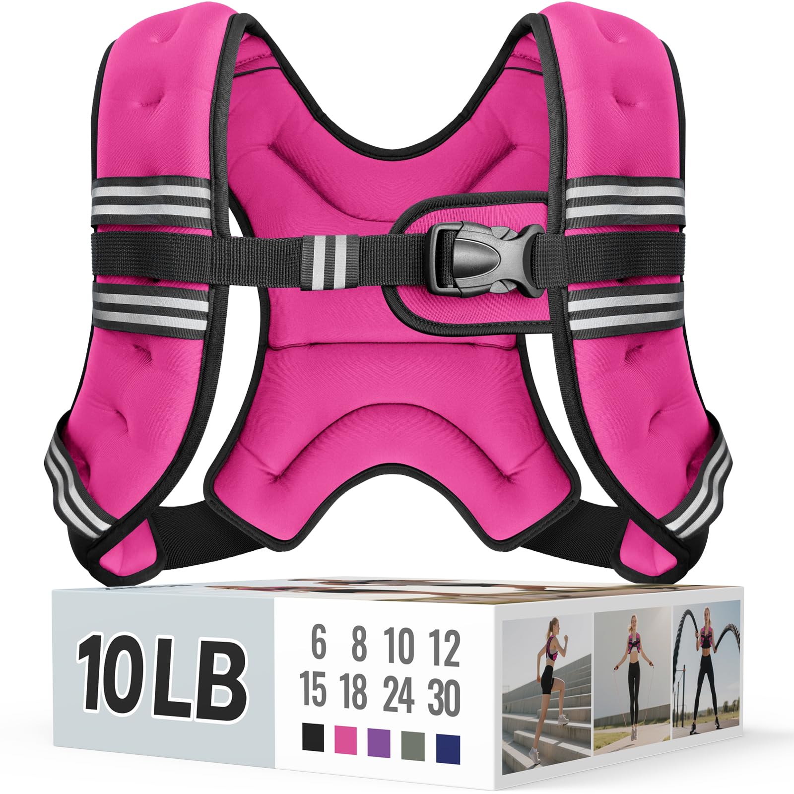 Zeerun Weighted Vest for Women & Men with Reflective Stripe and Adjustable Buckle, Comfortable & Durable Rucking Vest for Walking, Running & Strength Training
