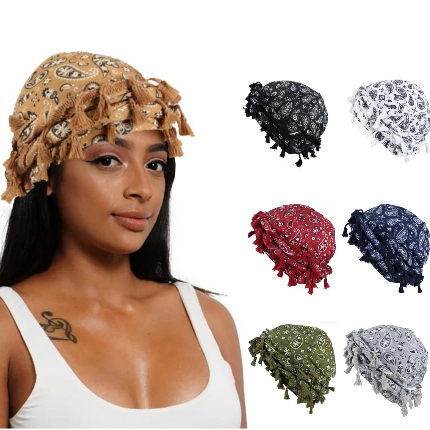 Gturytr Turban for Men Vintage Twist Head Wraps Durag Satin Lined Halo Turban for Women Modal and Satin Scarf Tie