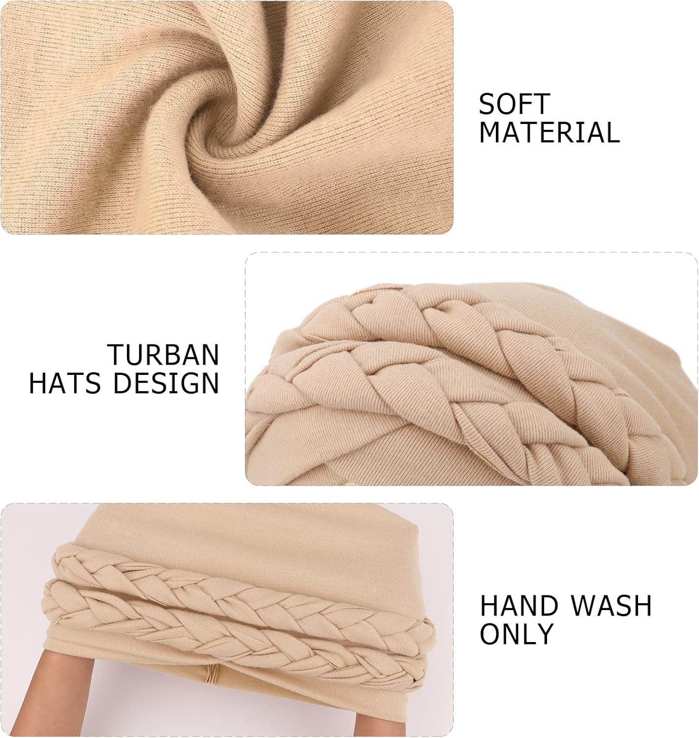 DRESHOW African Women Turban Caps Cotton Beanie Twist Headscarf Pre-Tied Double Twisted Braids Wrap Hat Chemo Cancer Cap