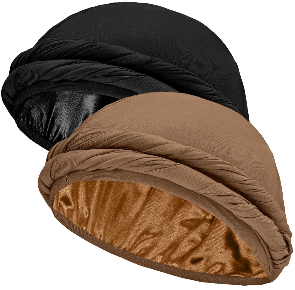 Ababalaya Upgraded Satin Lined Halo Turban Durag for Men &Women Sleeping Bonnet PRE-Tied Headwraps for Hair Loss
