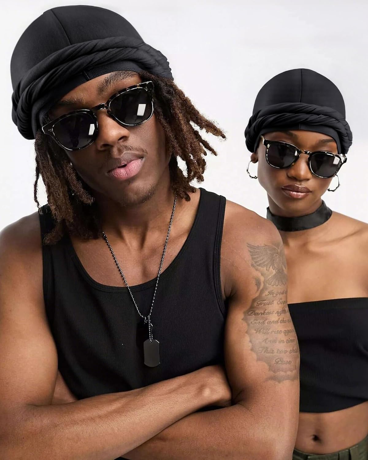 Ababalaya Upgraded Satin Lined Halo Turban Durag for Men &Women Sleeping Bonnet PRE-Tied Headwraps for Hair Loss