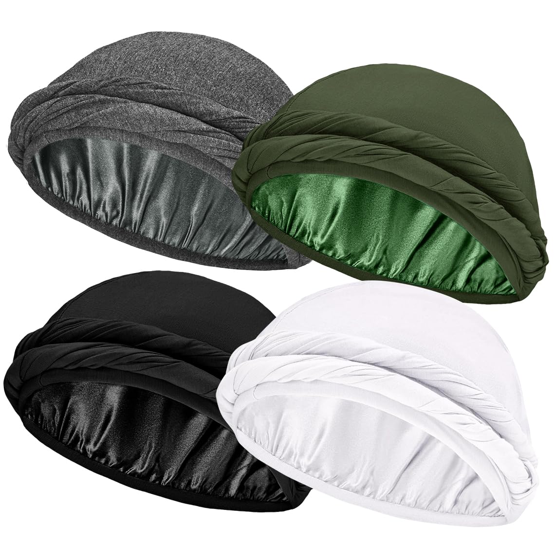 Ababalaya Upgraded Satin Lined Halo Turban Durag for Men &Women Sleeping Bonnet PRE-Tied Headwraps for Hair Loss